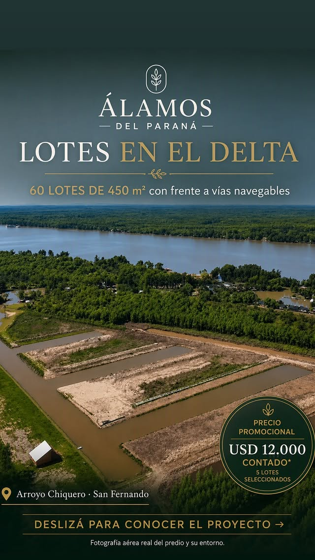 Álamos del Paraná — lotes en el Delta